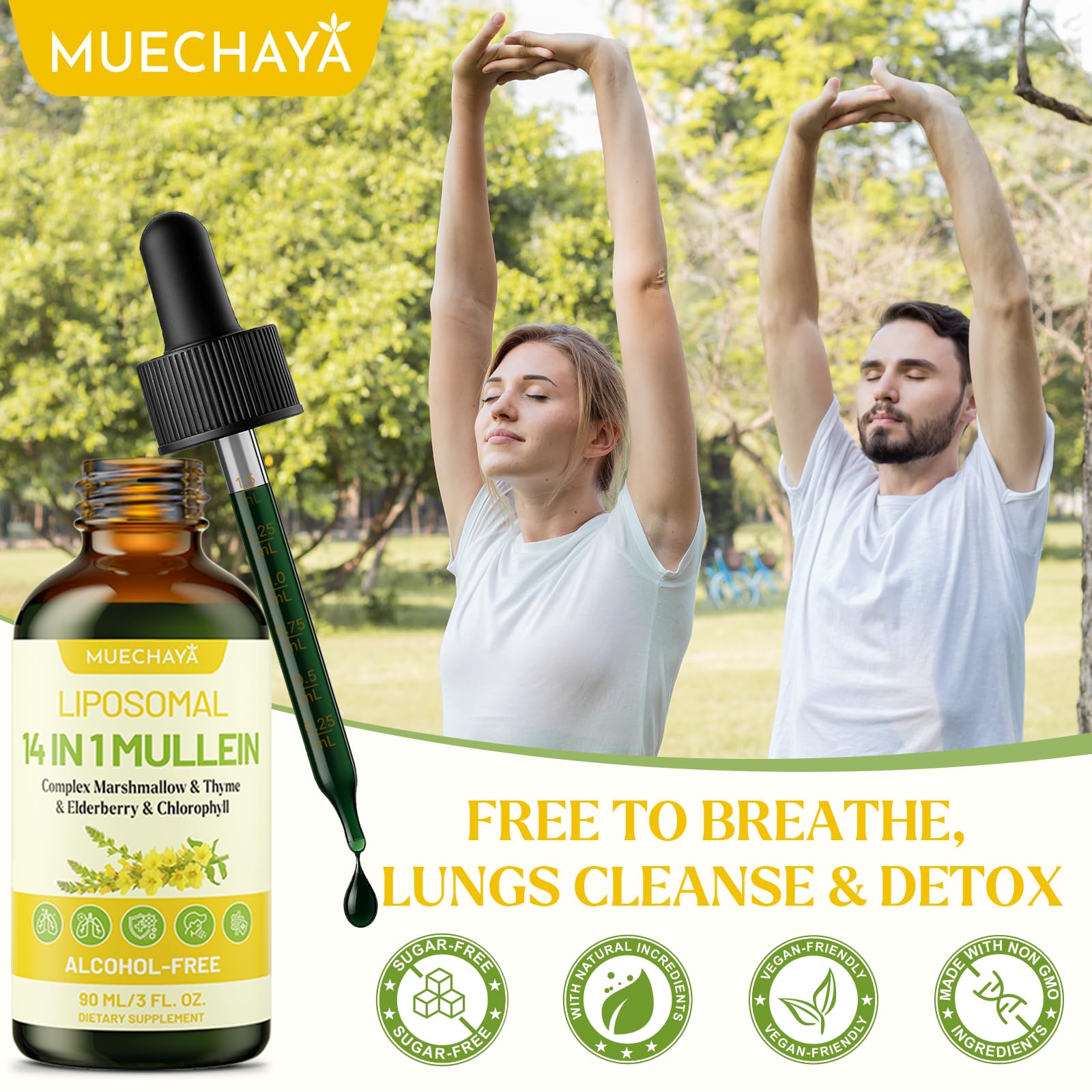 Muechaya Mint flavor bottle promotes pleasant-tasting, convenient daily intake.