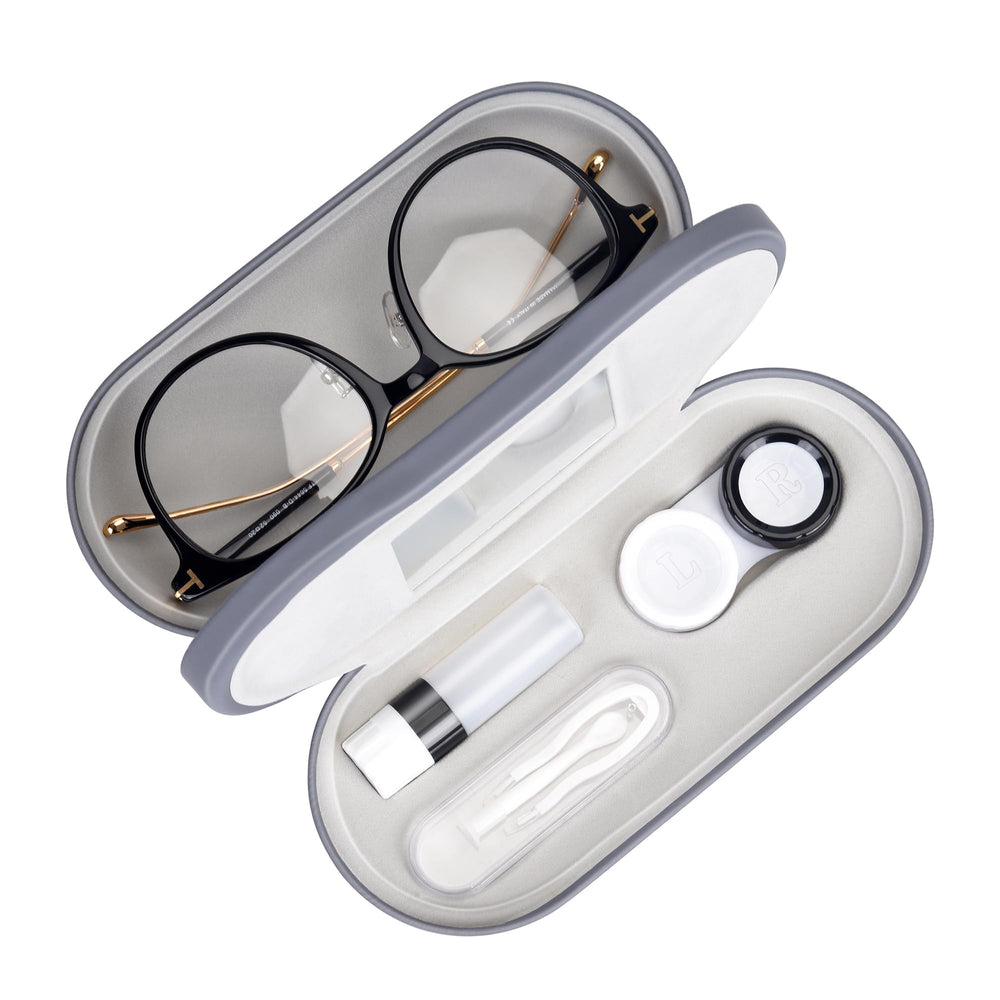 Muf 2in1 case with mirror for dual-use lens and glasses on the go.