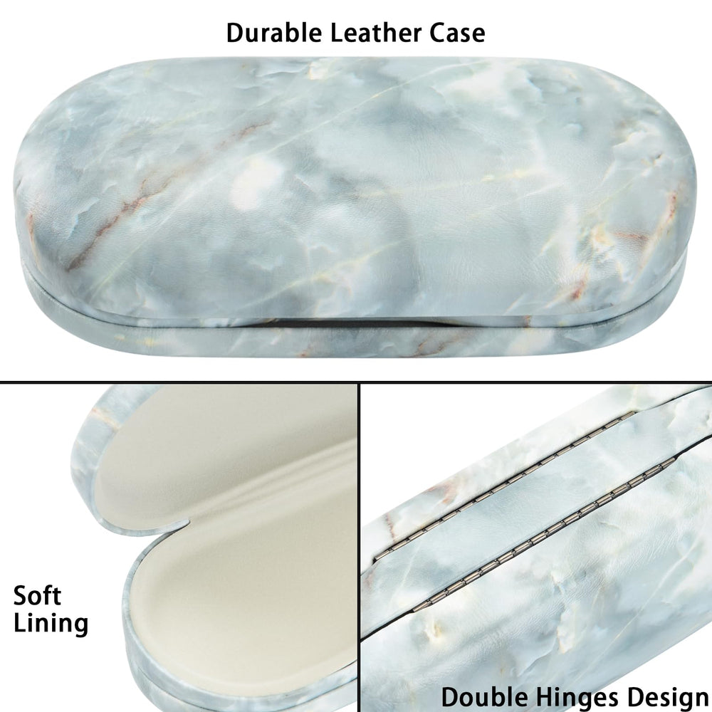 Muf durable leather travel case in green grey marble finish.