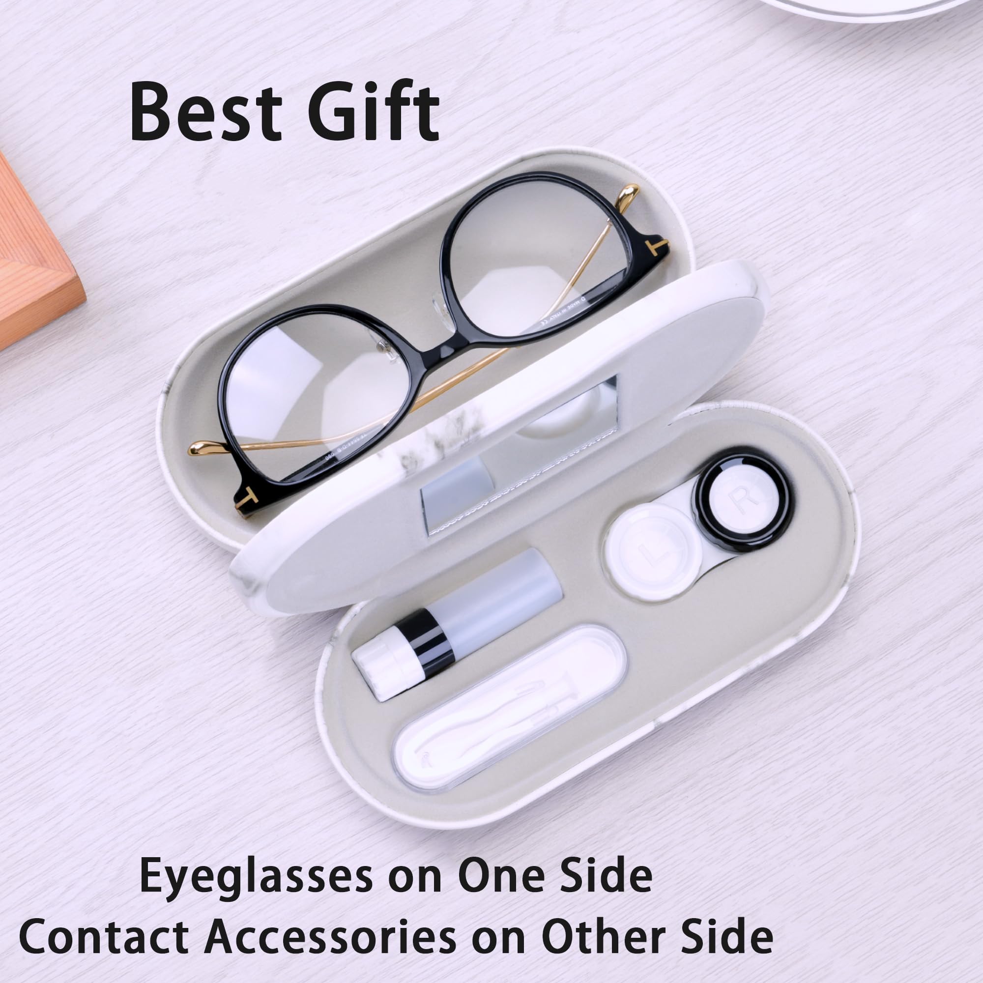 Muf included tweezers and solution bottle for easy lens care
