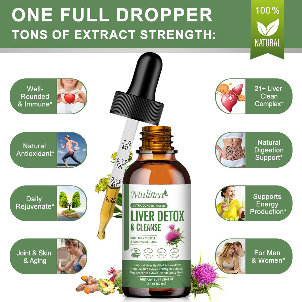 Mulittea 21-ingredient liver support blend highlights a nutrient-dense formula