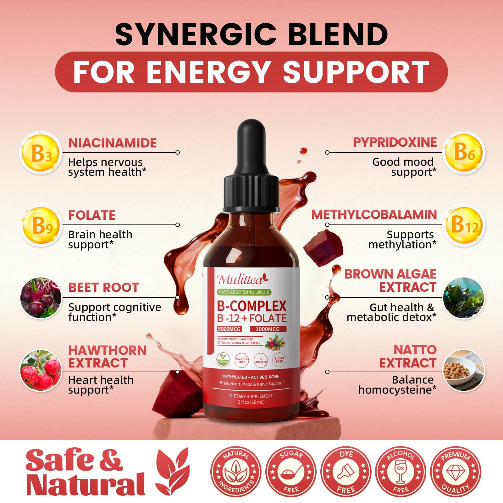 Mulittea Beetroot-TMG ingredient highlights circulatory support for daily wellness.