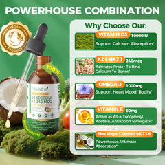 Mulittea D3 K2 liquid dropper dispensing for precise dosing.