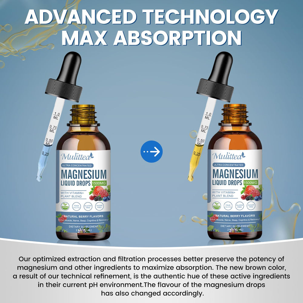 Mulittea magnesium glycinate liquid-dose bottle shown for convenient dosing