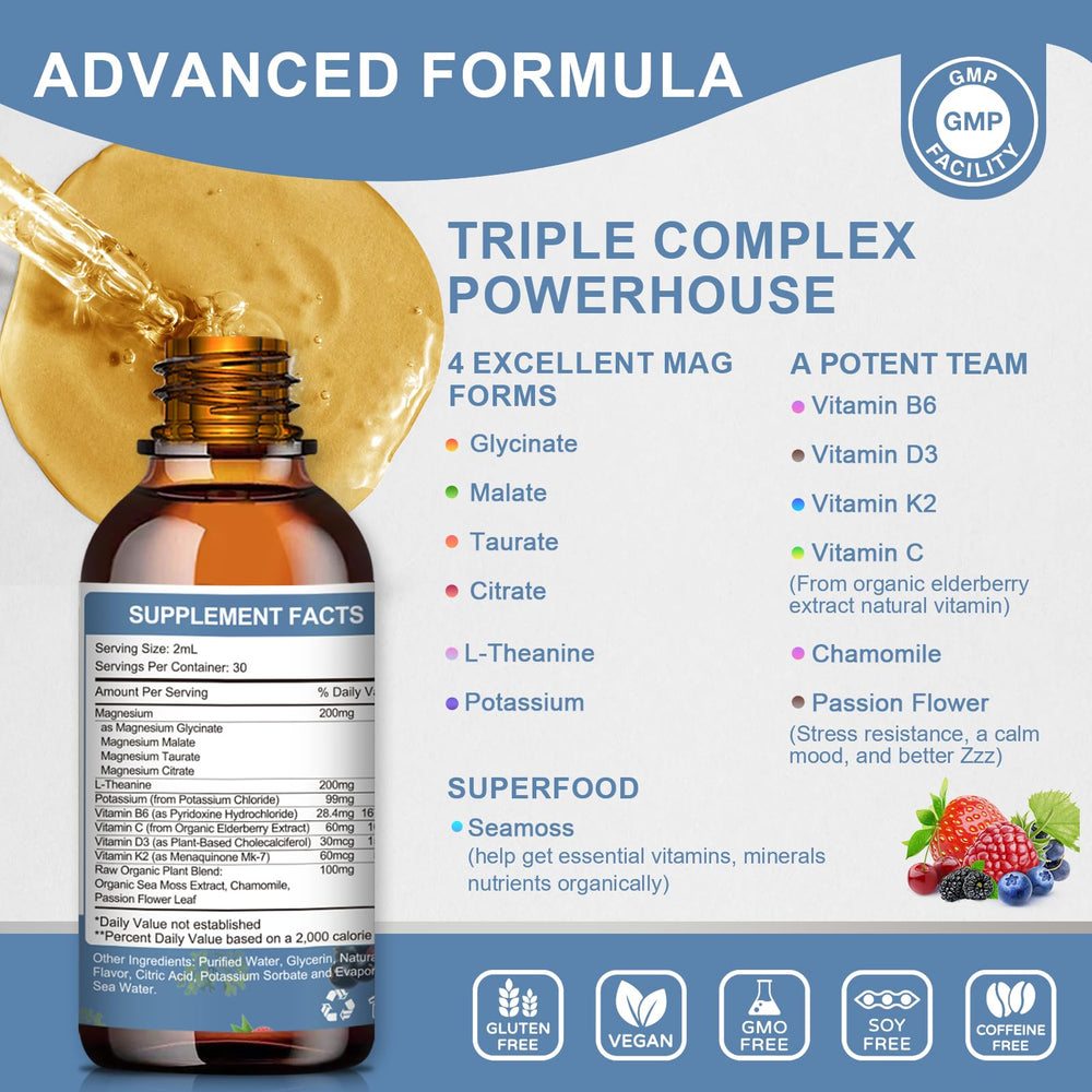 Mulittea magnesium glycinate liquid drops easy daily use for better sleep comfort