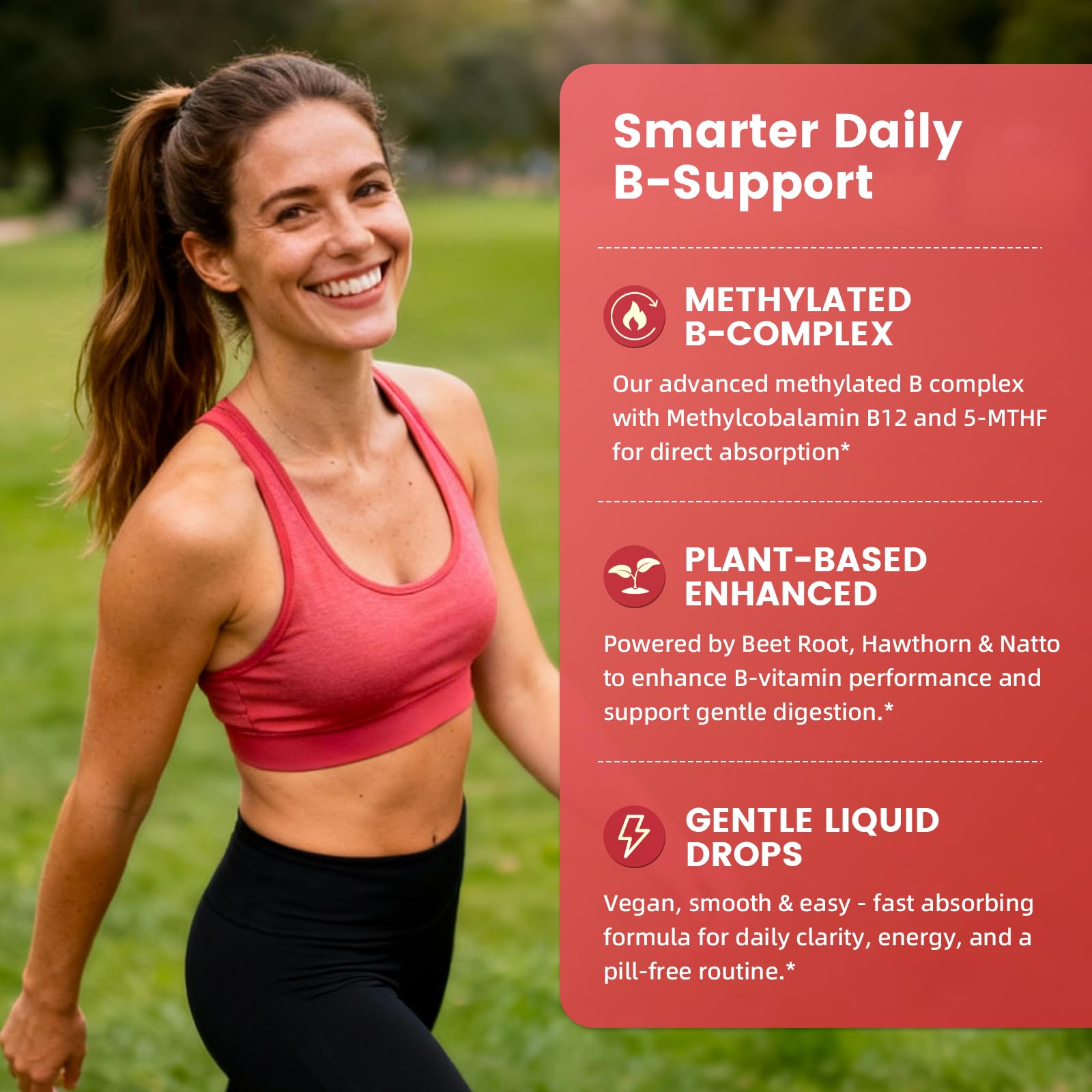 Mulittea Methylated B Complex drops-under-tongue enable fast absorption and energy support.