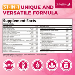 Mulittea Women Multivitamin bottle back detailing key nutrients
