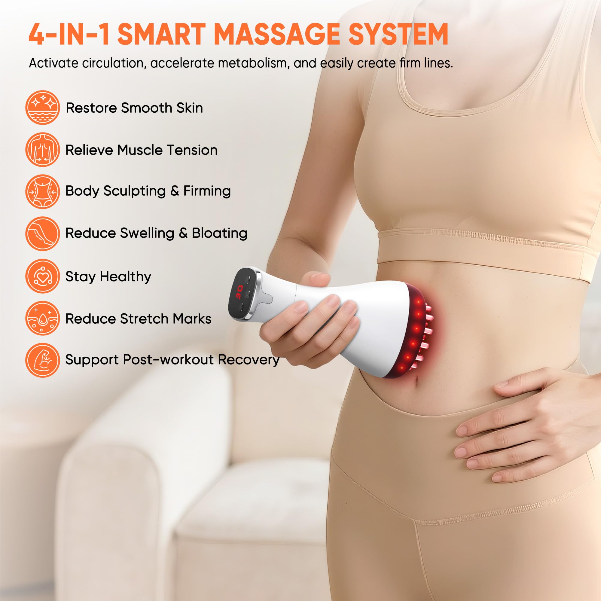 Multford 9-level red light therapy provides adjustable warmth for spa-like comfort.