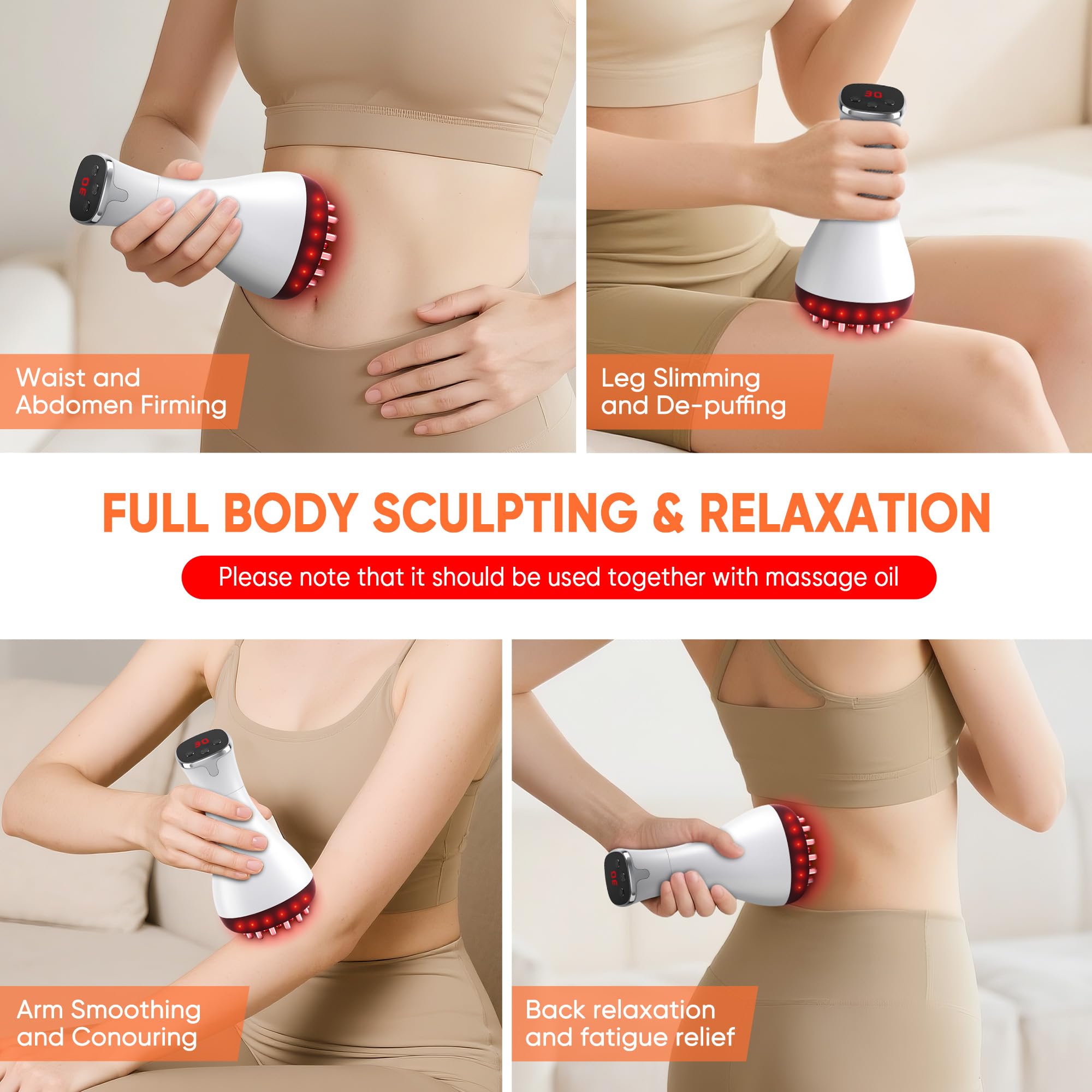Multford massager for legs, arms, and belly for versatile full-body treatment.