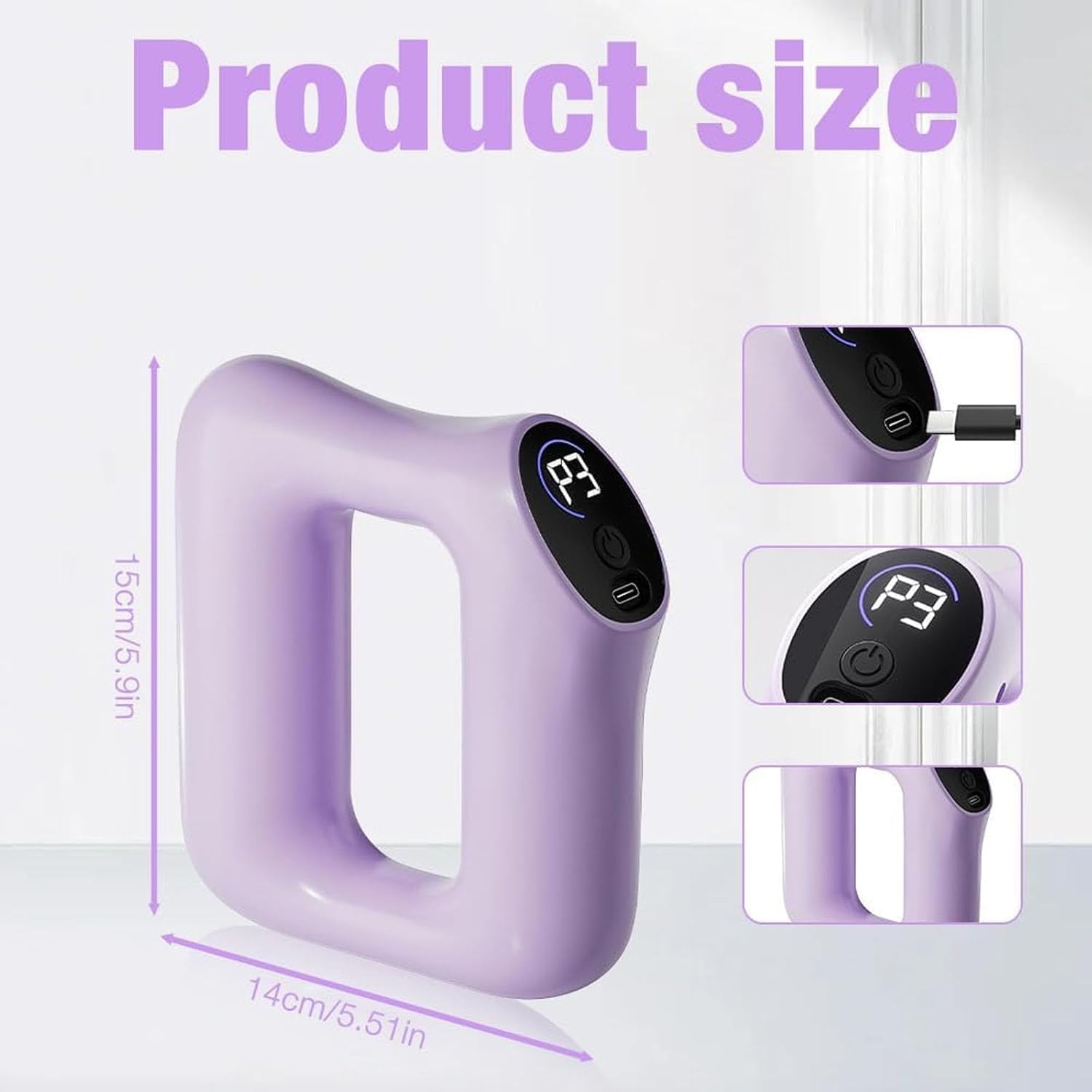 Purple fascia ring in use by hand for focused vibration