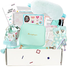 Multipieyo first-period kit mint bag open shows tidy starter set for teens.