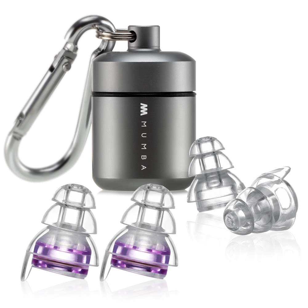 Mumba high-fidelity earplugs in ear provide clear sound while protecting hearing.