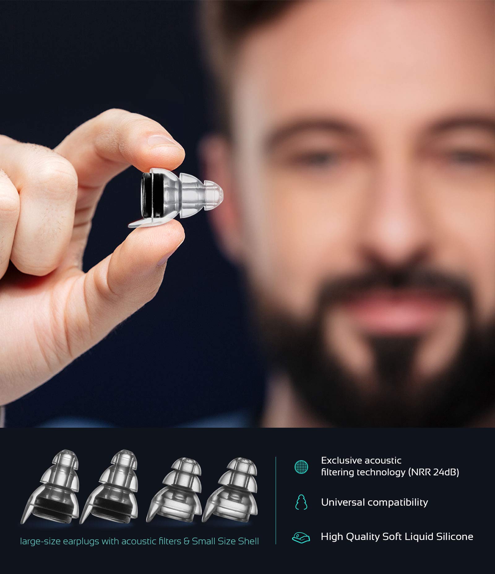 Mumba invisible high fidelity earplugs fit discreetly blending with the ear