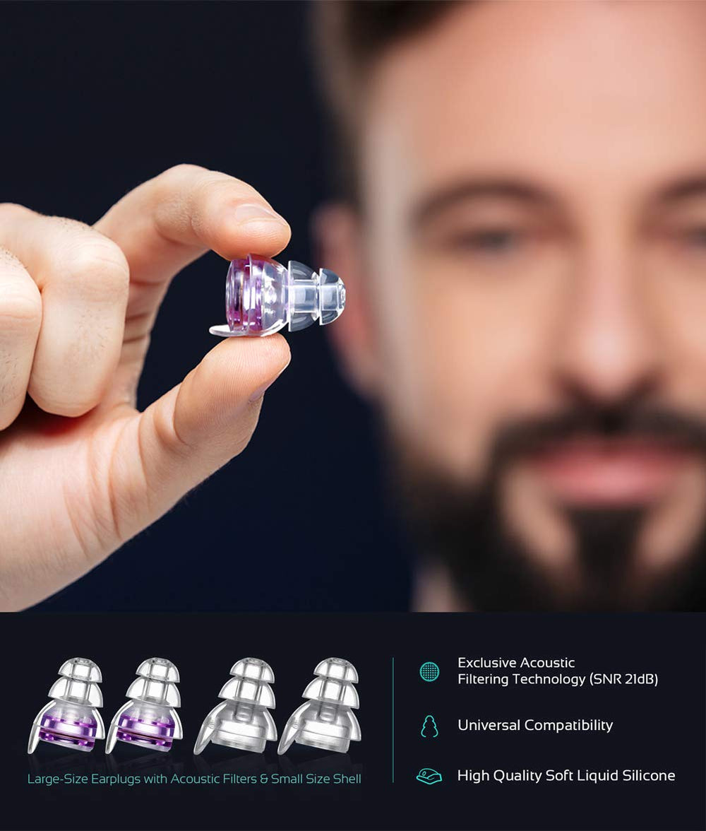 Mumba soft hypoallergenic earplugs provide comfort during long performances.