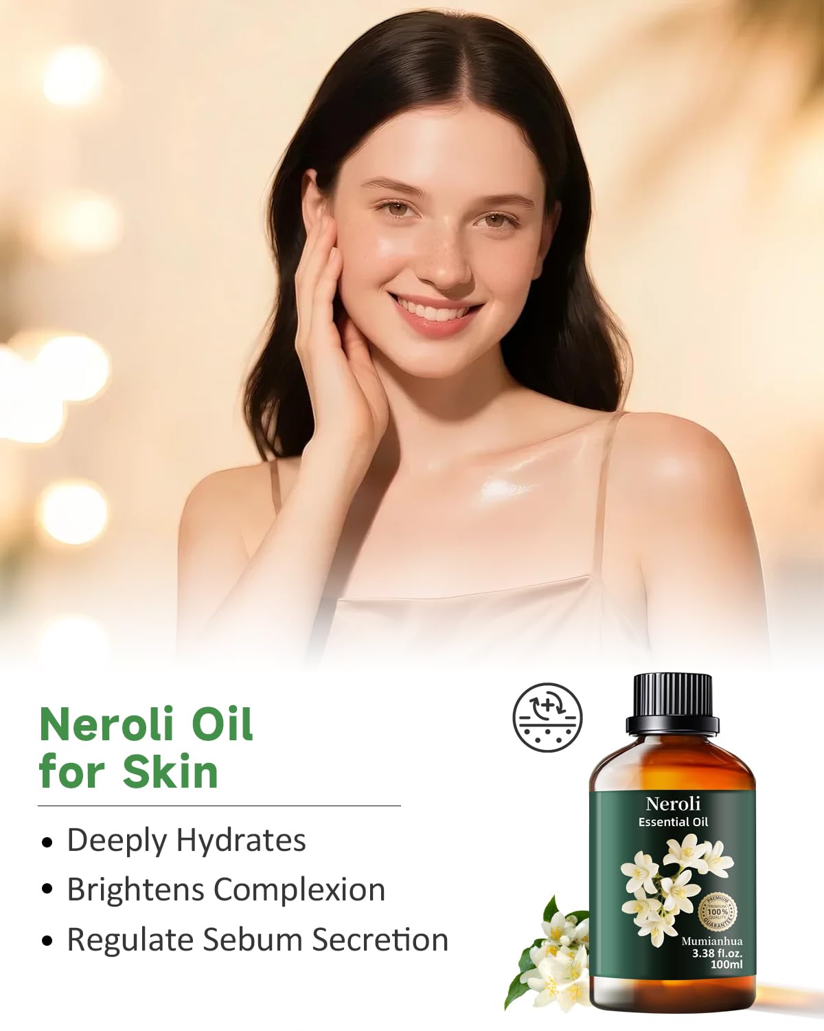 Mumianhua Neroli oil diffuser blend image showcasing calming floral notes for relaxation