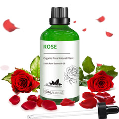 Mumianhua Pure Rose Oil bottle enhances evening relaxation with soothing floral notes