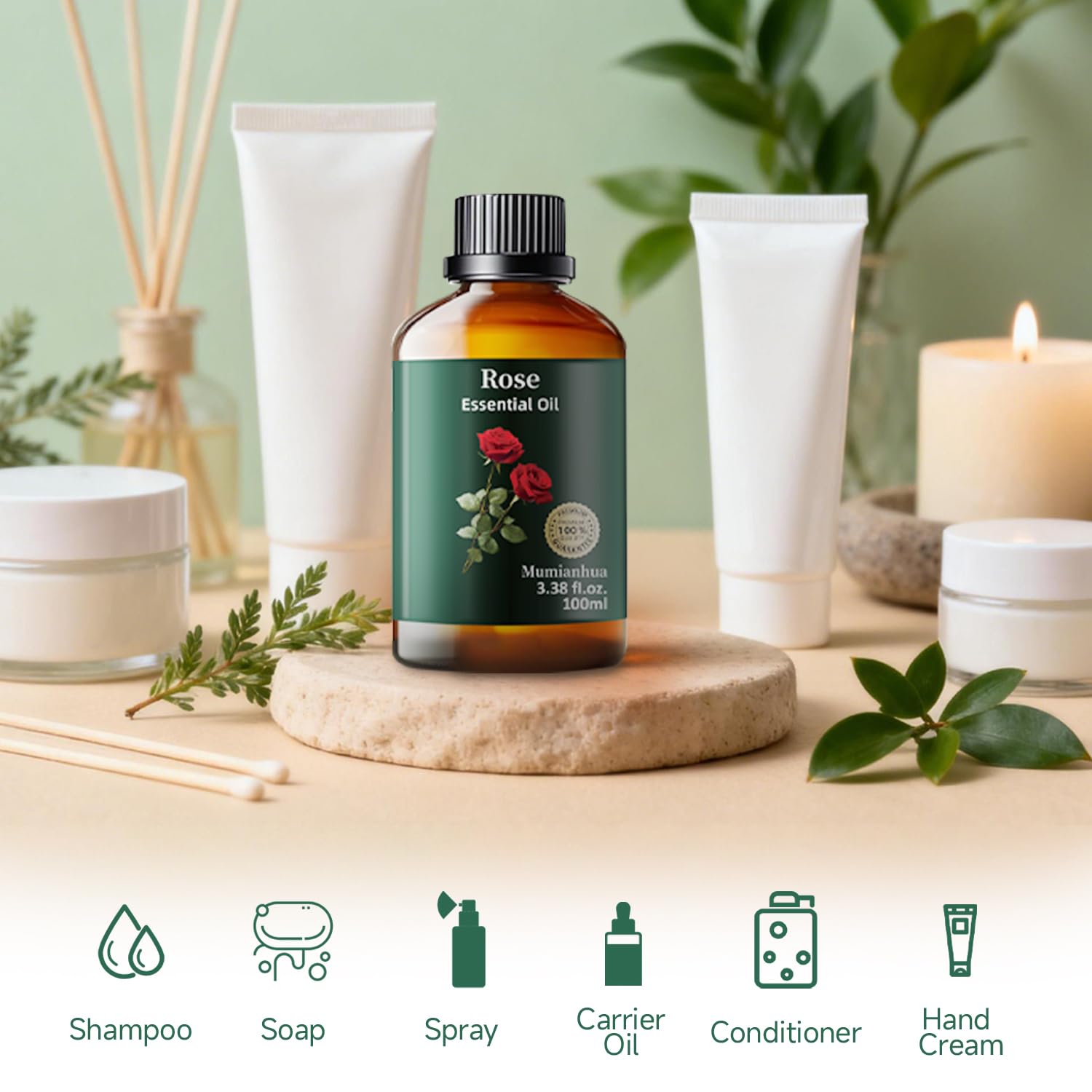 Mumianhua rose oil DIY spray for linens adds gentle fragrance