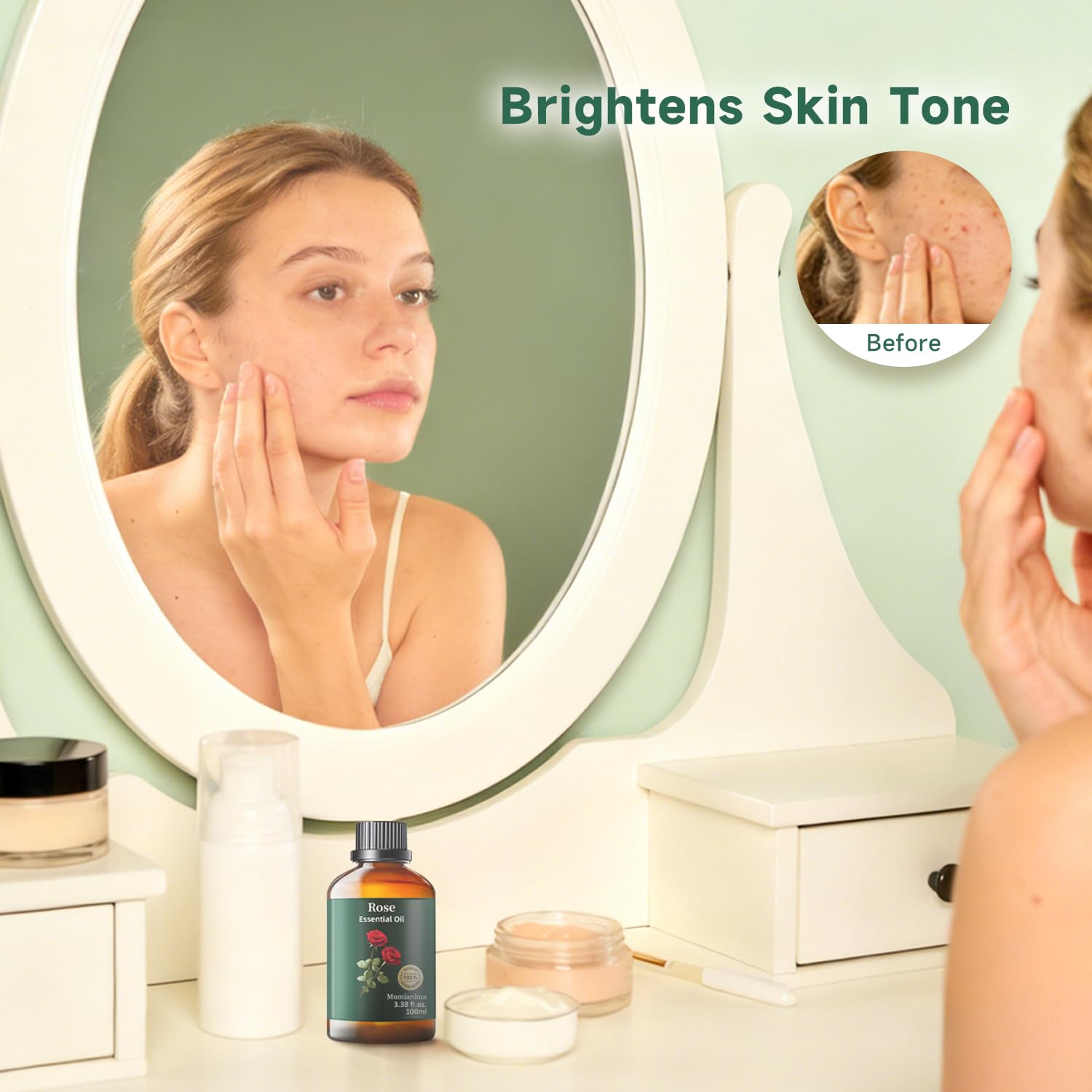 Mumianhua rose oil hair-care addition helps scalp balance and shine