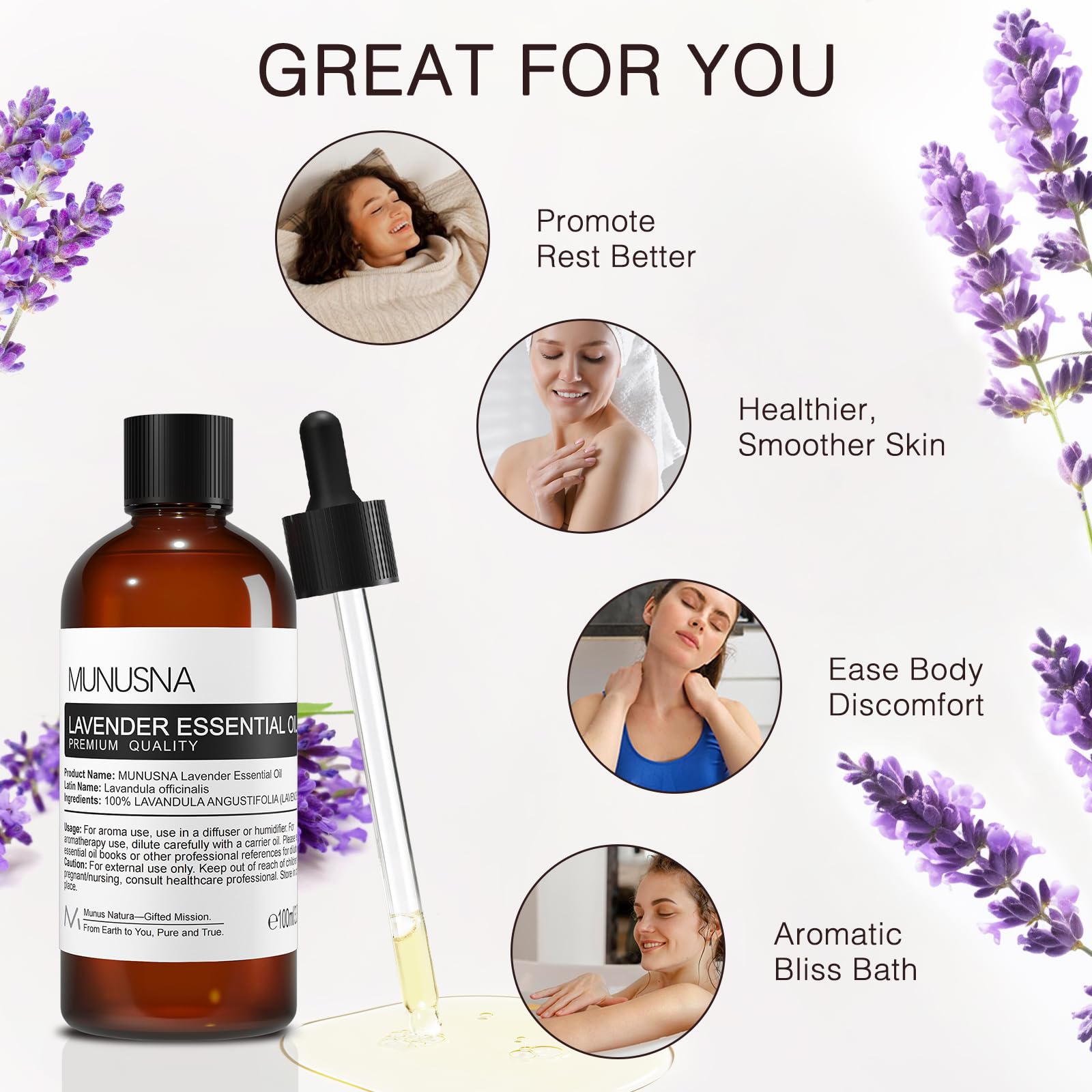 MUNUSNA Lavanda botella de 100 ml ideal para compartir