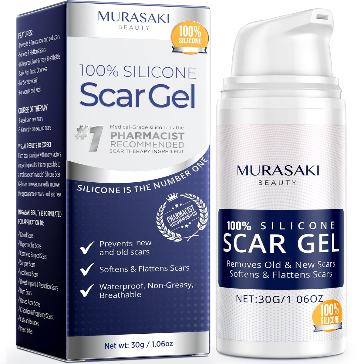 MURASAKI BEAUTY scar gel tube for daily scar care routines.
