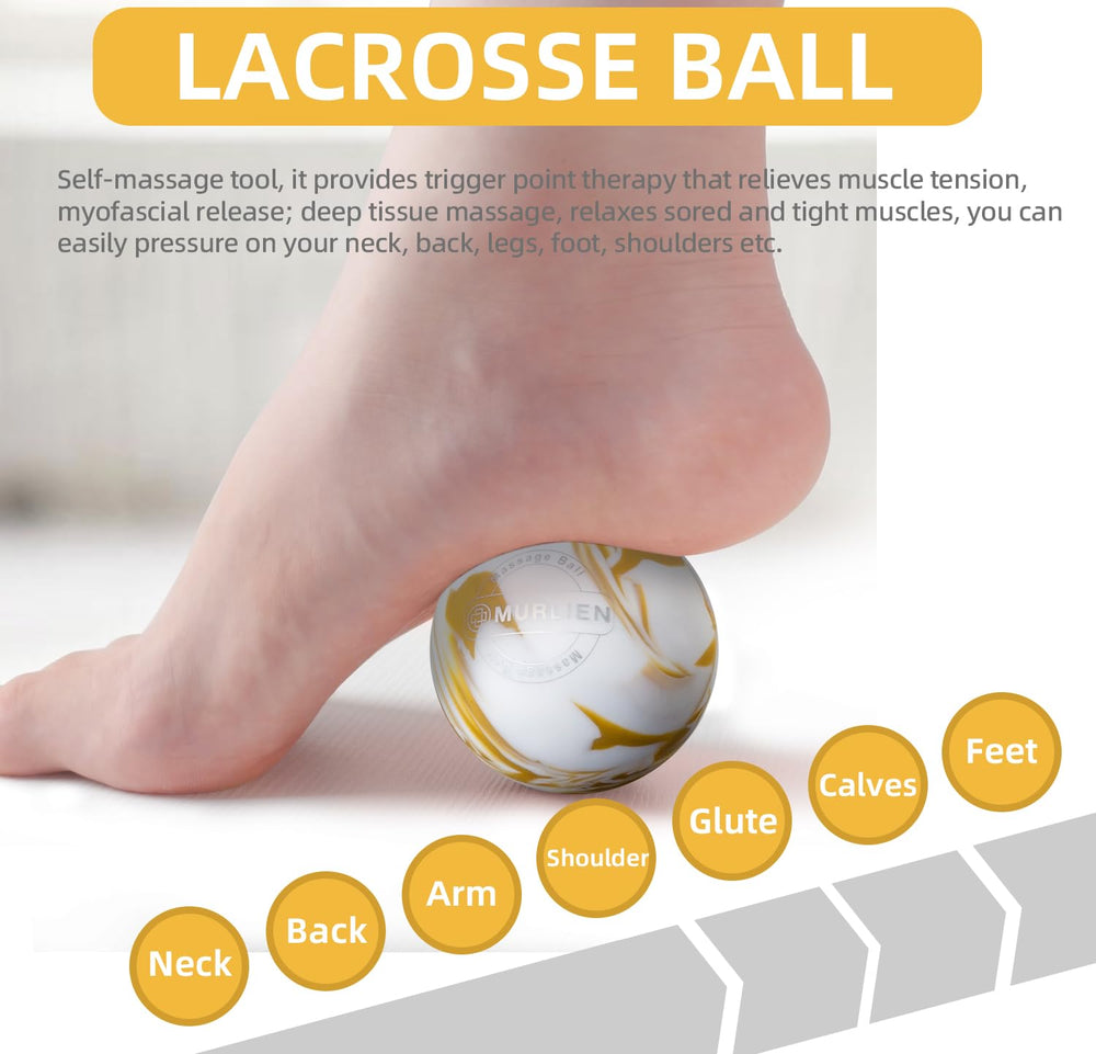 MURLIEN lacrosse ball on wall for self-massage on shoulders