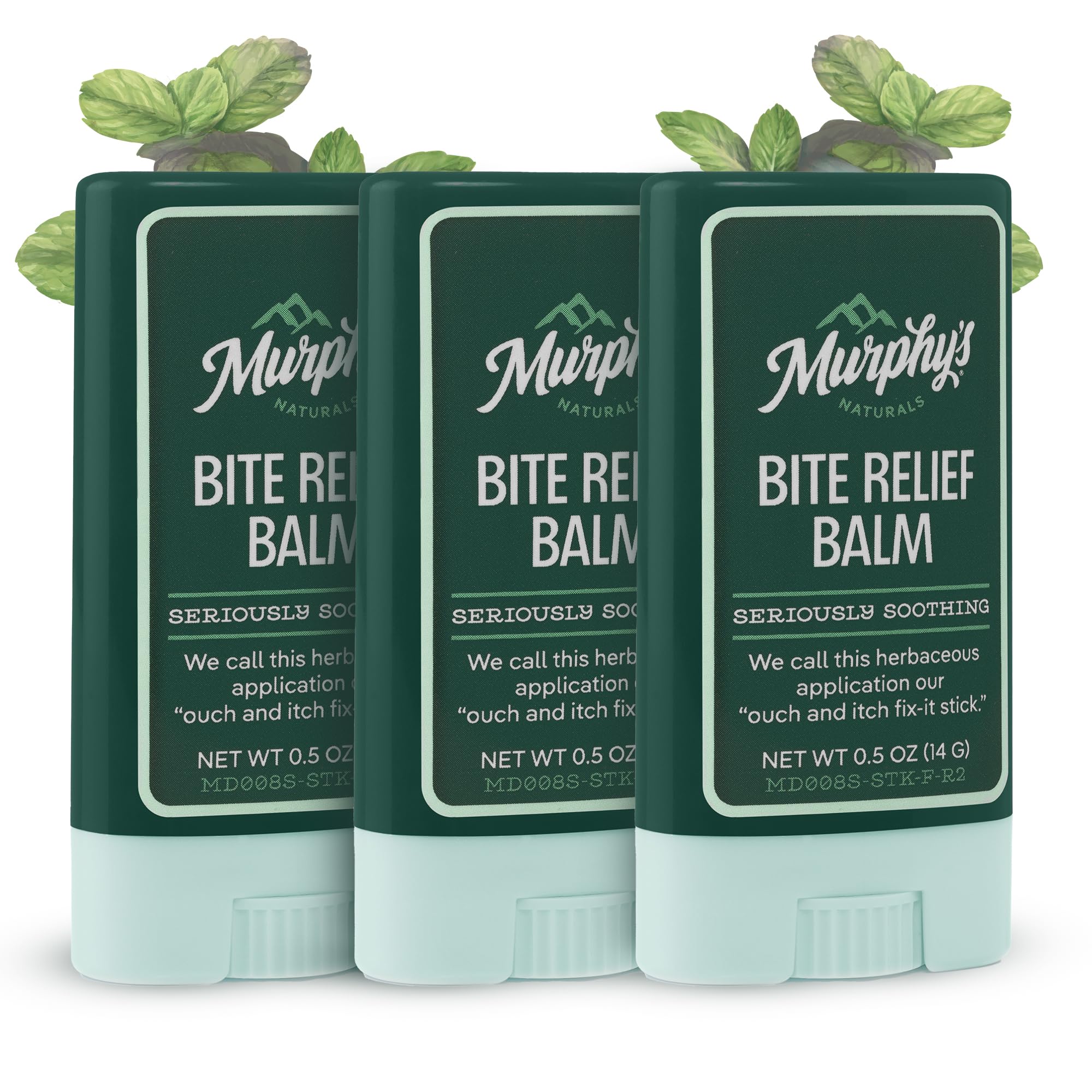 Murphy’s Naturals bite-relief balm stick in hand for quick, plant-based bite relief.