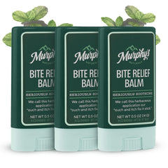 Murphy’s Naturals bite-relief balm stick in hand for quick, plant-based bite relief.