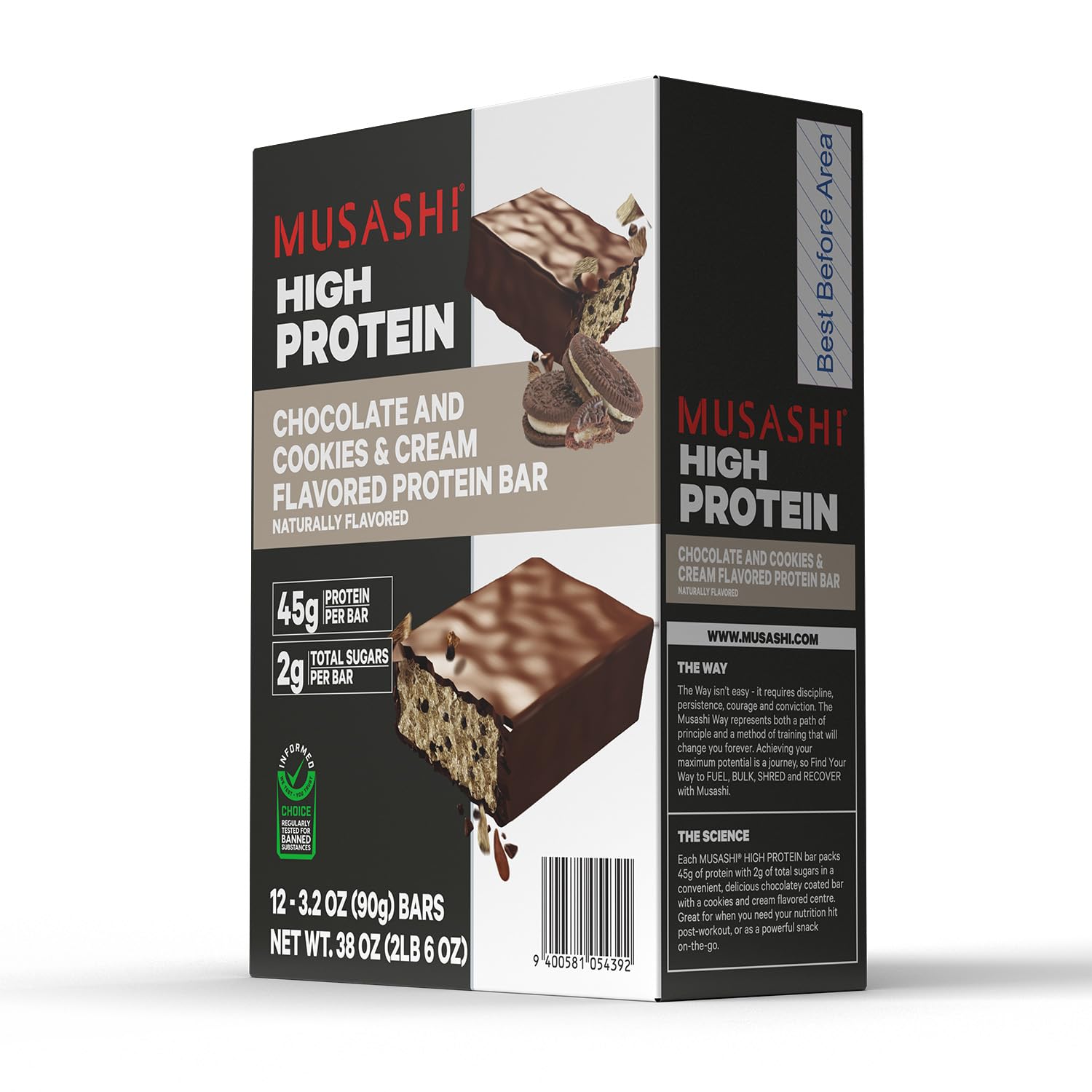 MUSASHI cookies-cream on-the-go snack captured for convenient fueling.