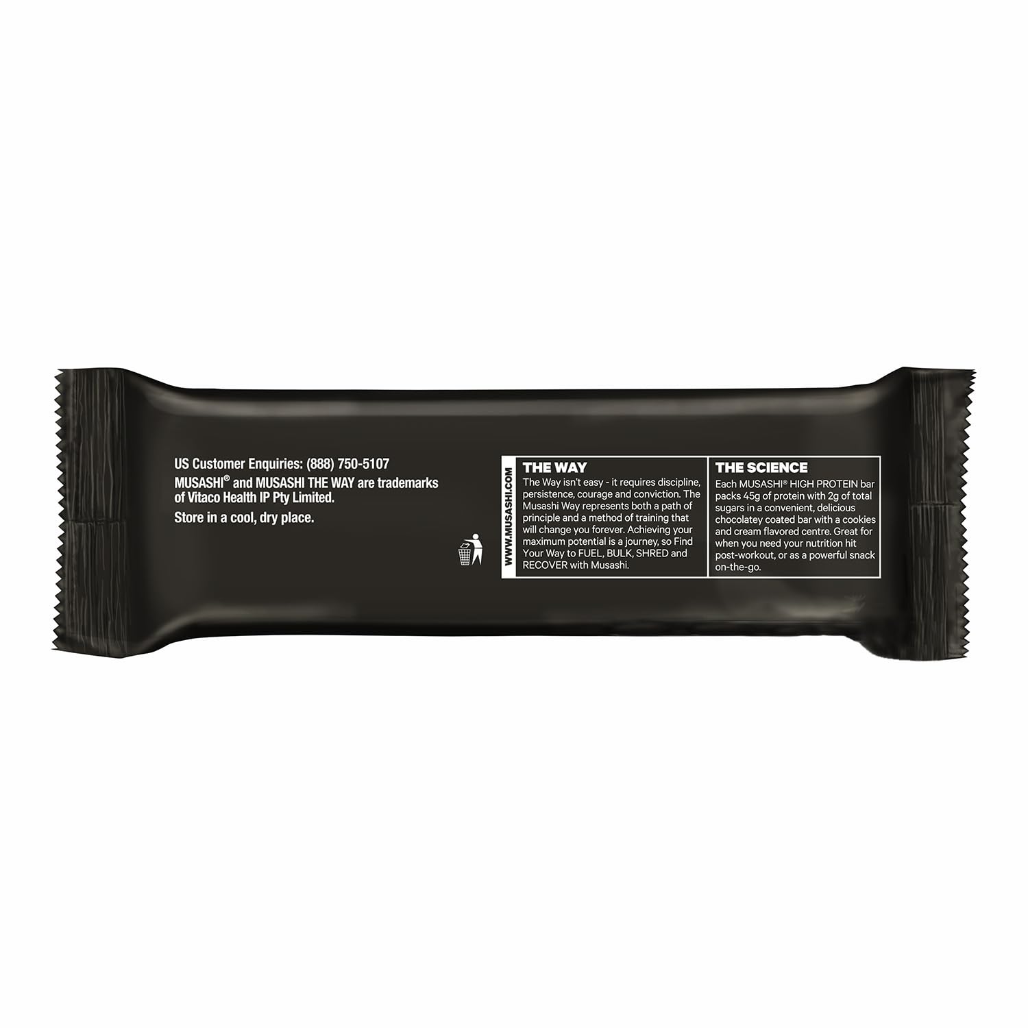 MUSASHI wrapper close-up showcases premium packaging and freshness.