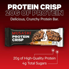 Musashi Protein Crisp Bar with milk chocolate drizzle and premium ingredients.