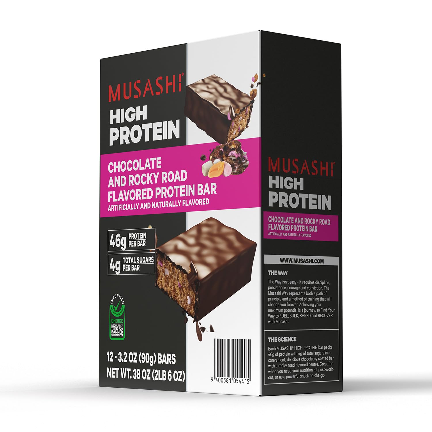 MUSASHI Rocky Road bar after workout serve, ideal post-exercise snack