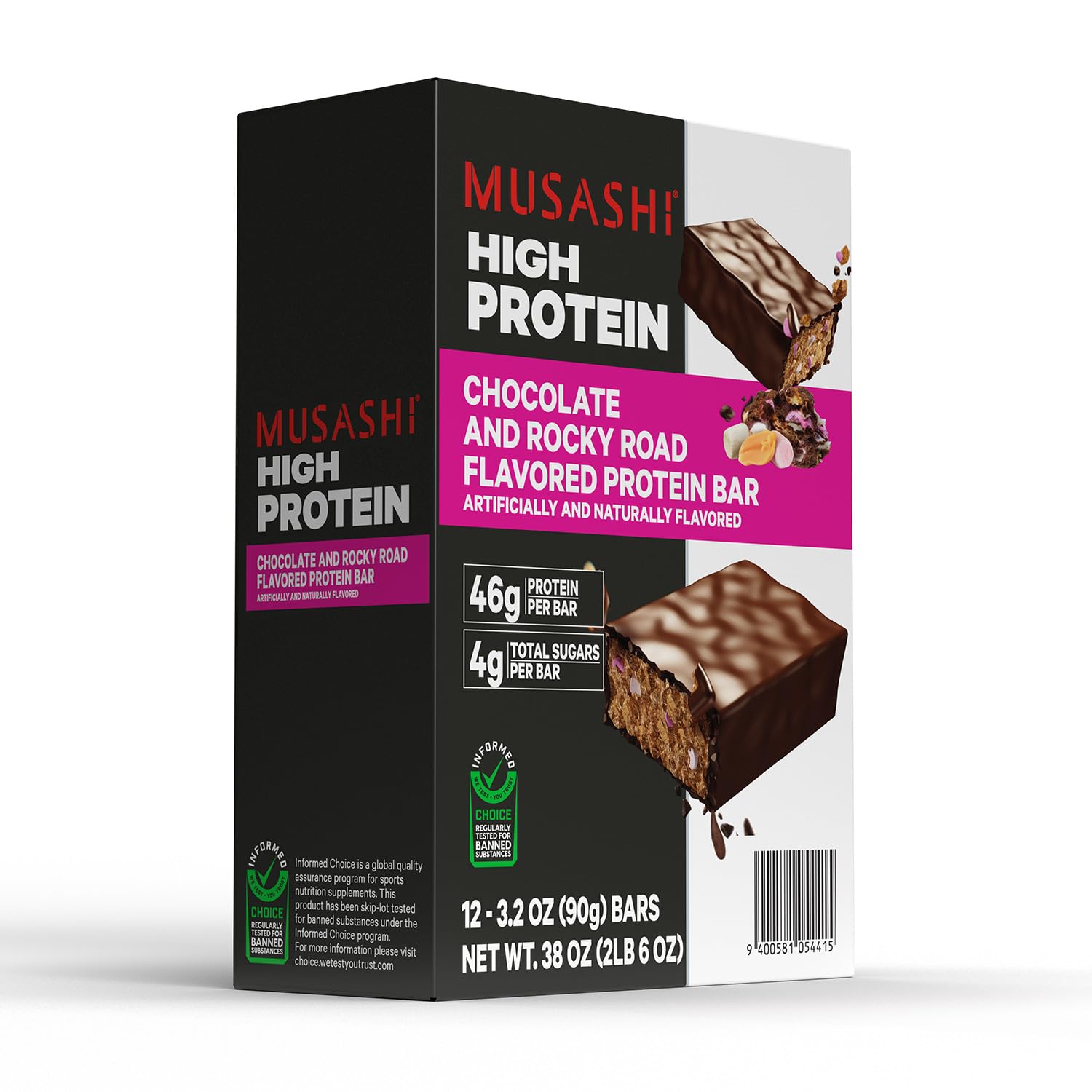 MUSASHI Rocky Road ingredients close-up showing WPI and BCAAs
