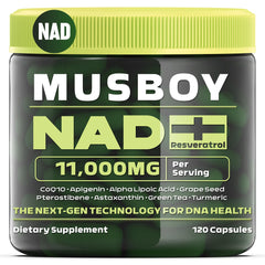 Musboy NAD+ Plus bottle front with sleek packaging for daily vitality
