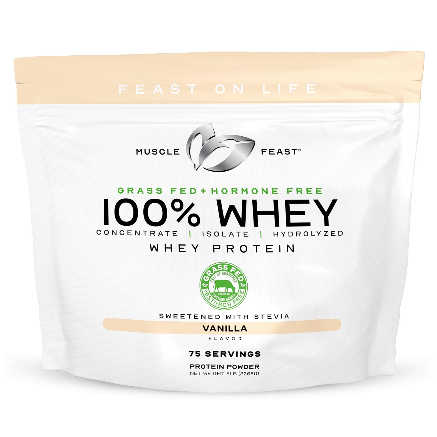 Muscle Feast grass-fed whey bottle with vanilla for daily protein