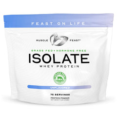Muscle Feast Grass-Fed Whey Isolate bag front — hormone-free protein for workouts