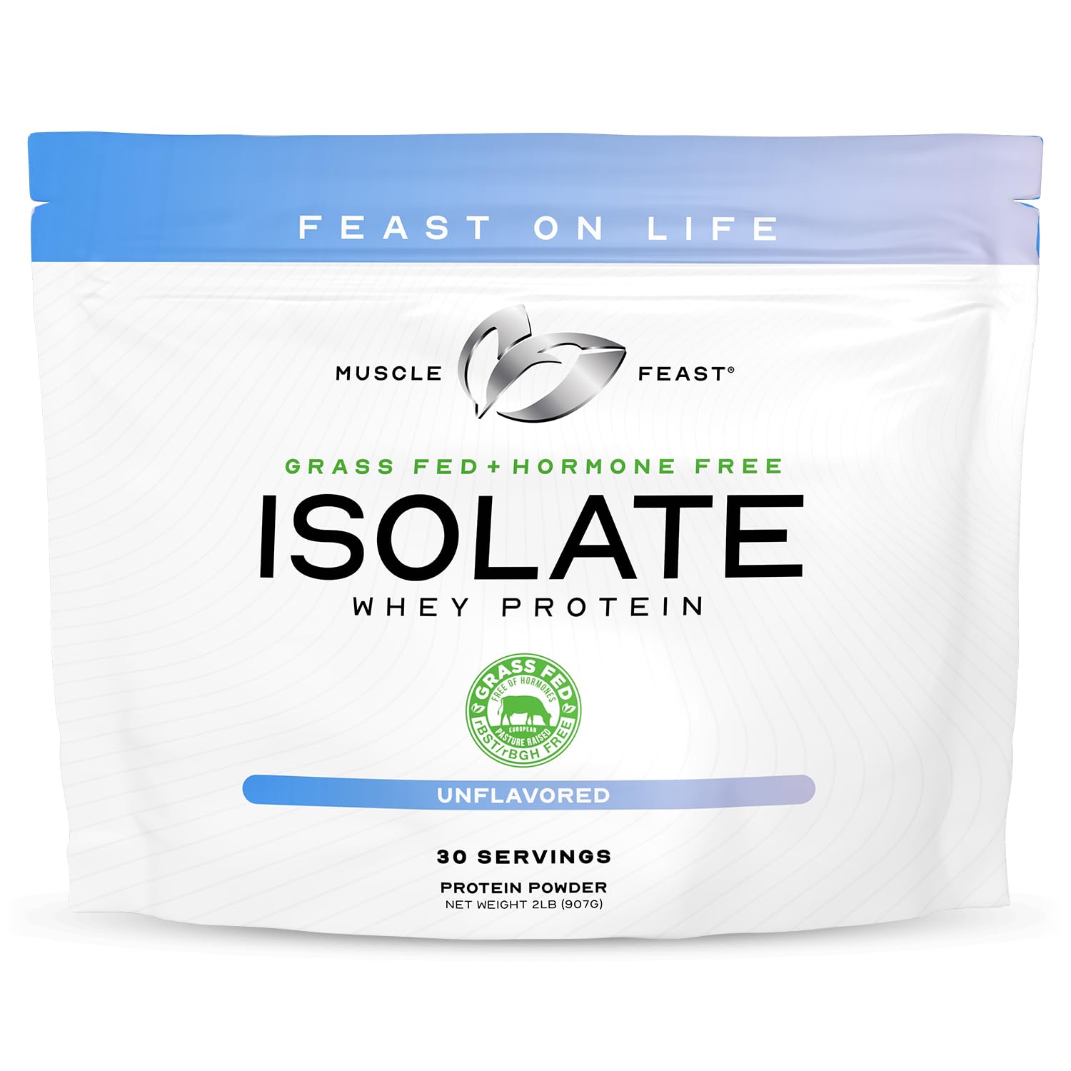Muscle Feast grass-fed whey isolate bottle for clean protein on the go
