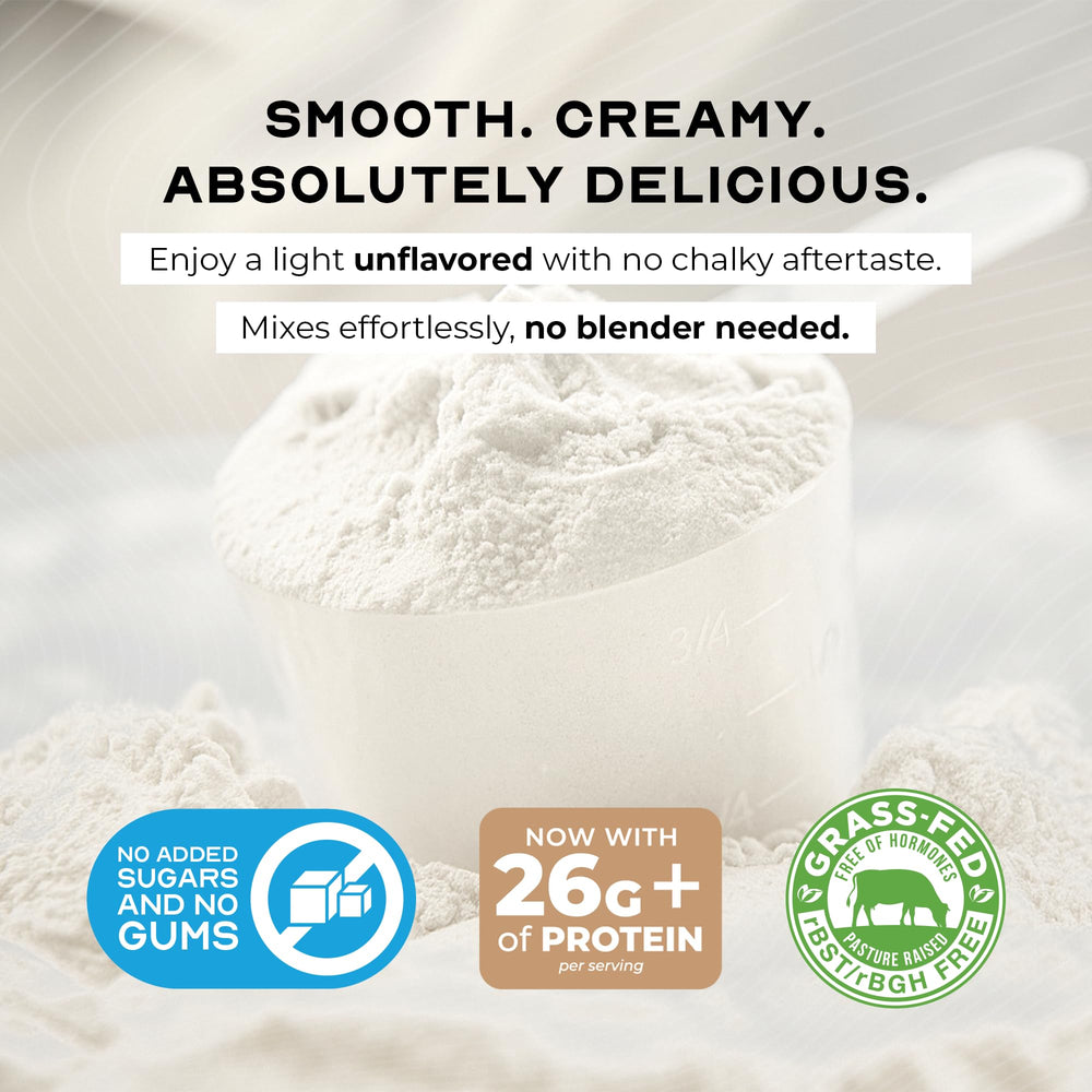 Label notes stevia-sweetened formula by Muscle Feast isolate, offering natural sweetness