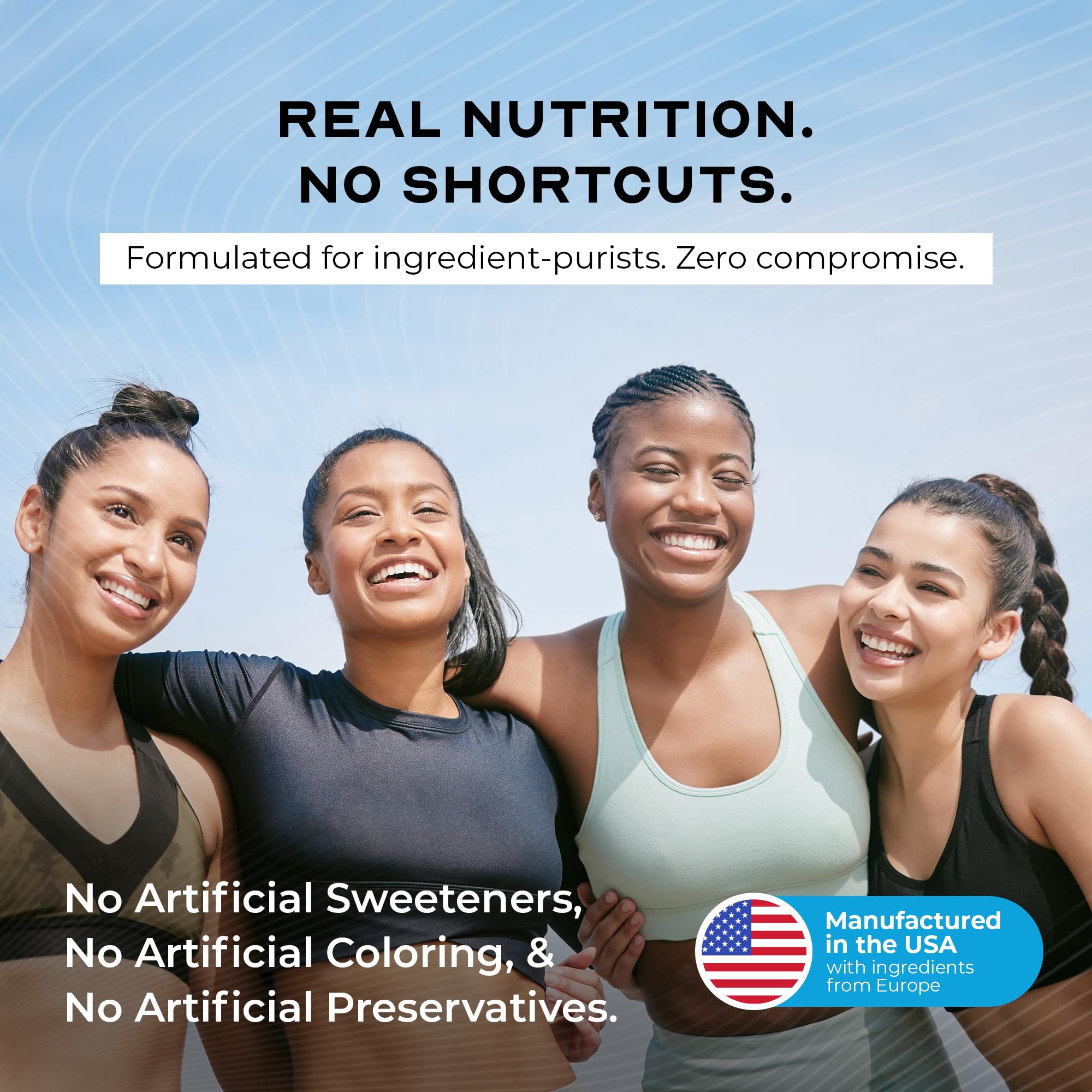 Muscle Feast packaging emphasizes natural, stevia-sweetened protein.