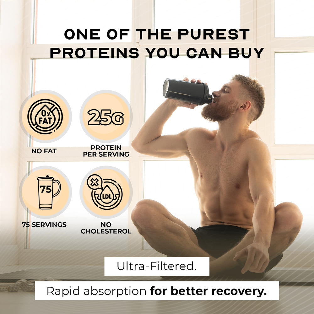 Muscle Feast grass-fed whey isolate vanilla powder with smooth mixing