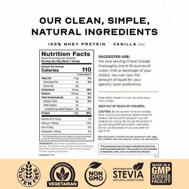 Muscle Feast grass-fed whey powder bag highlights pure ingredients for a clean daily protein.