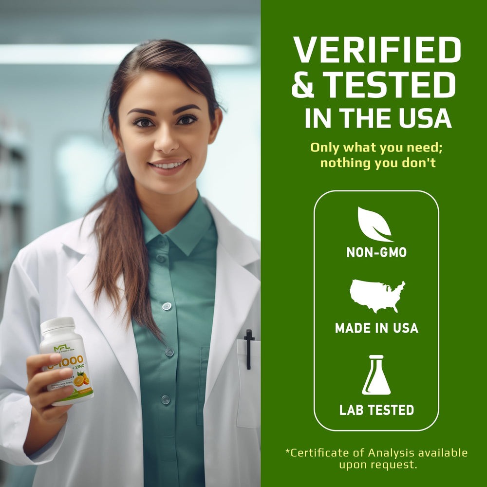 Label indicates 120 vegetable capsules and four-month supply from Muscle Food Labs.