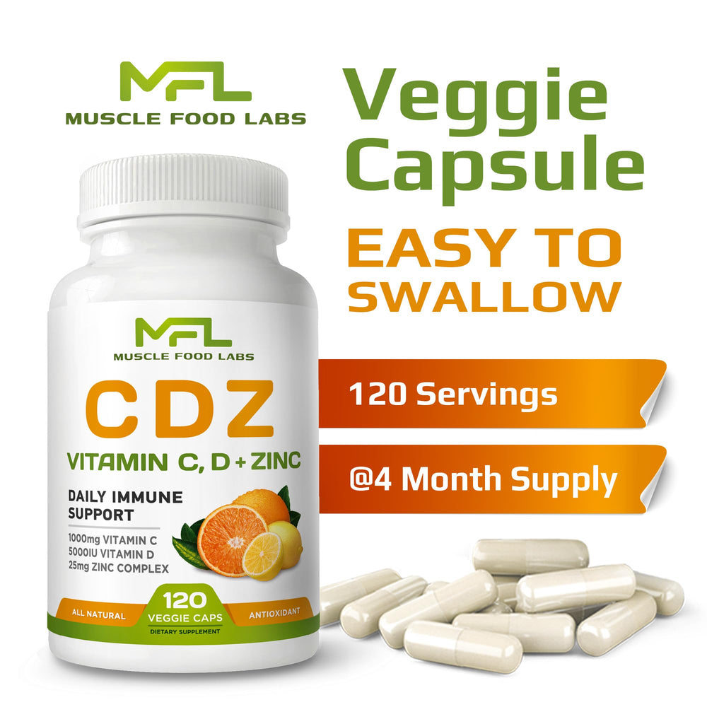 MUSCLE FOOD LABS C D Z USA-made badge on bottle