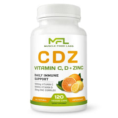 MUSCLE FOOD LABS C D Z vitamin C bottle for daily nutrition in vegetarian capsules