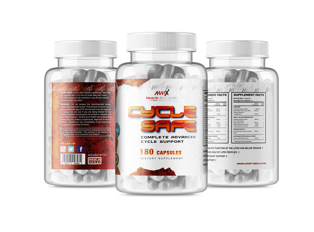 Muscle Metabolix Cycle Safe Made in USA seal signals quality and purity.
