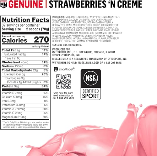 Muscle Milk scoop displaying serving size for a quick protein boost