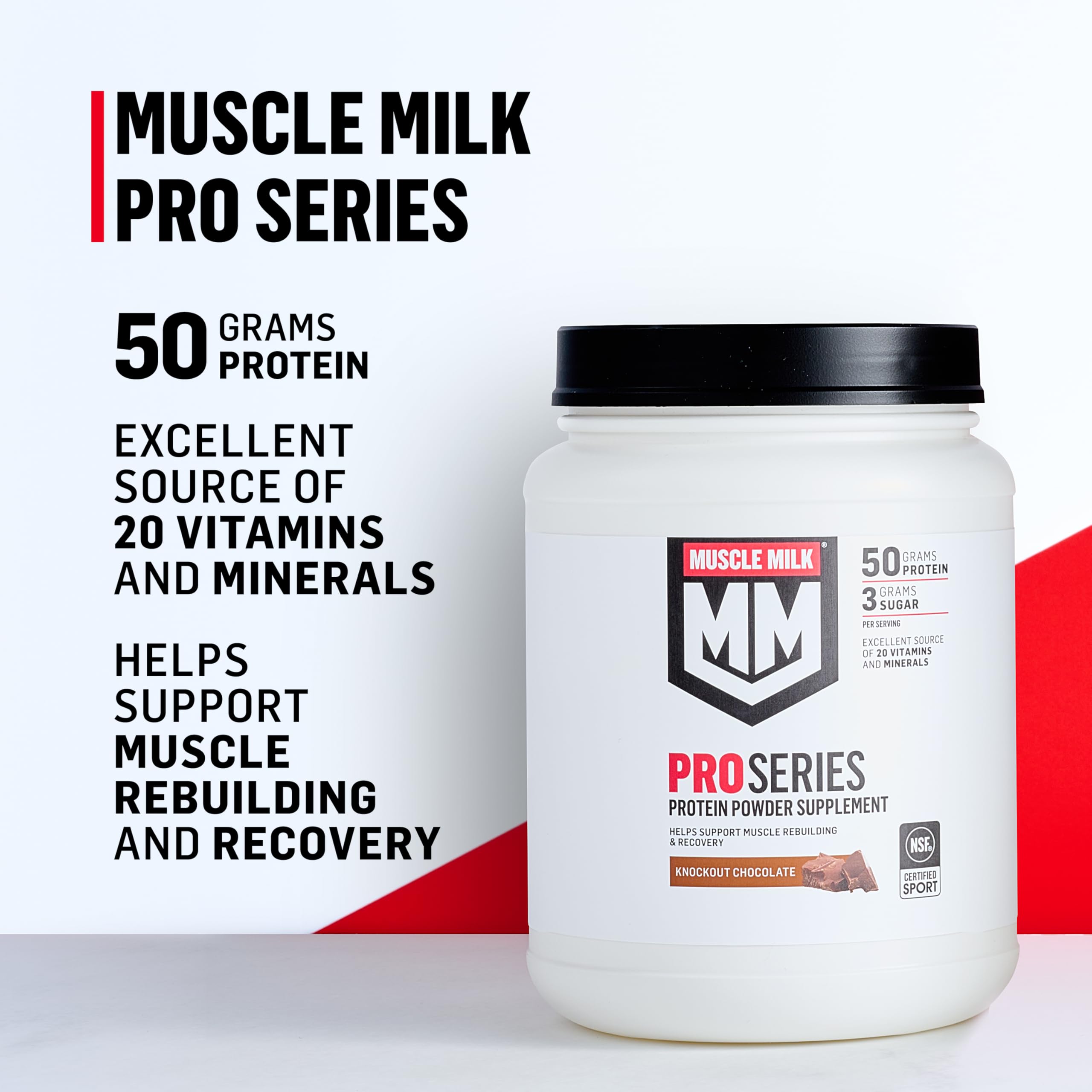 Muscle Milk Pro Series bottle on kitchen counter ready for breakfast.