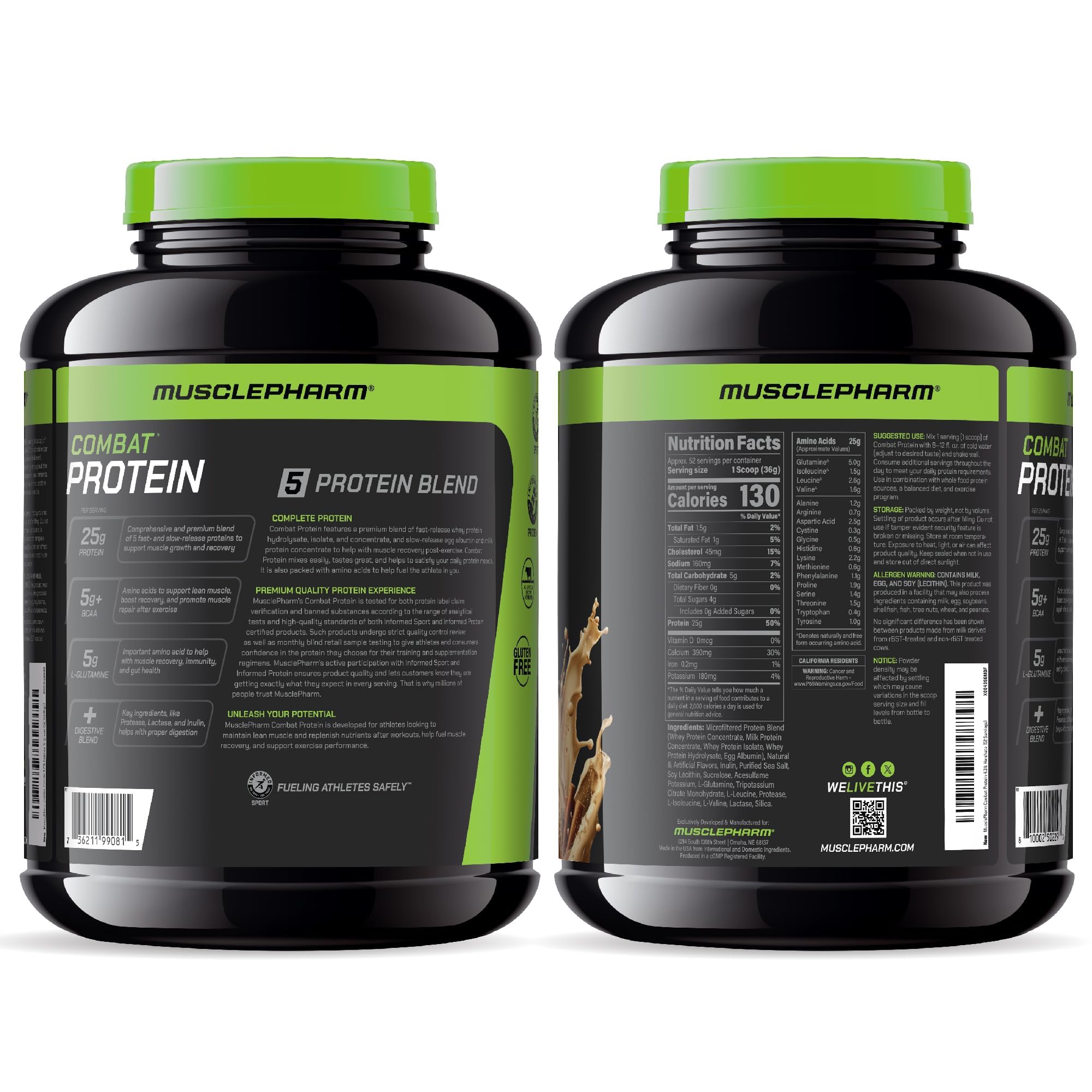 Pre-workout setup with Combat protein powder.