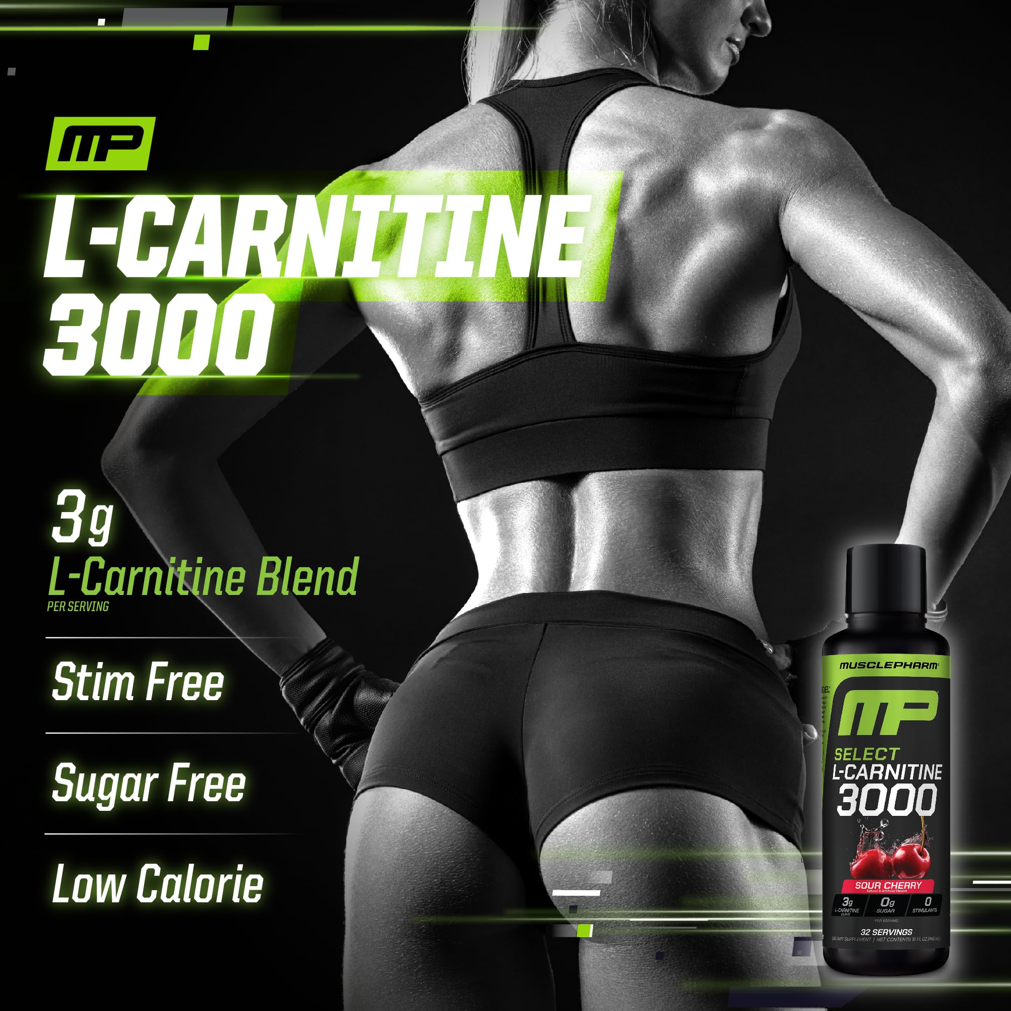 Glass of MusclePharm L-Carnitine 3000 liquid ready for hydration