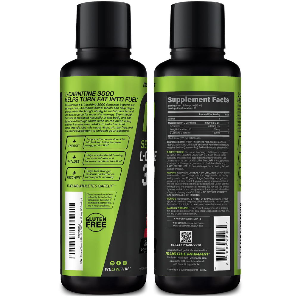 Gym bag scene with MusclePharm L-Carnitine 3000 for on-the-go hydration