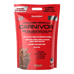 MuscleMeds Carnivor tub of beef protein isolate for muscle-supporting shakes.